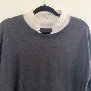 Talbots Gray Crew Neck Sweater with White Collar